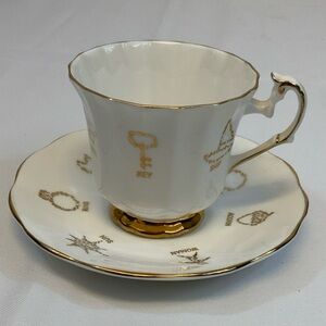 Red rosa tea cup of fortune, English Bone china By taylor and kent vintage